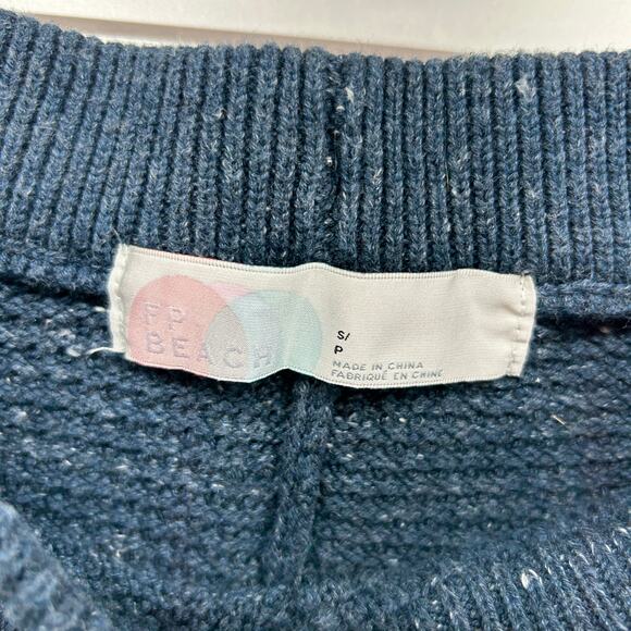 Free People Beach Blue Knit Hailee Pants Boho Bohemian Cozy Casual Small - Picture 6 of 7